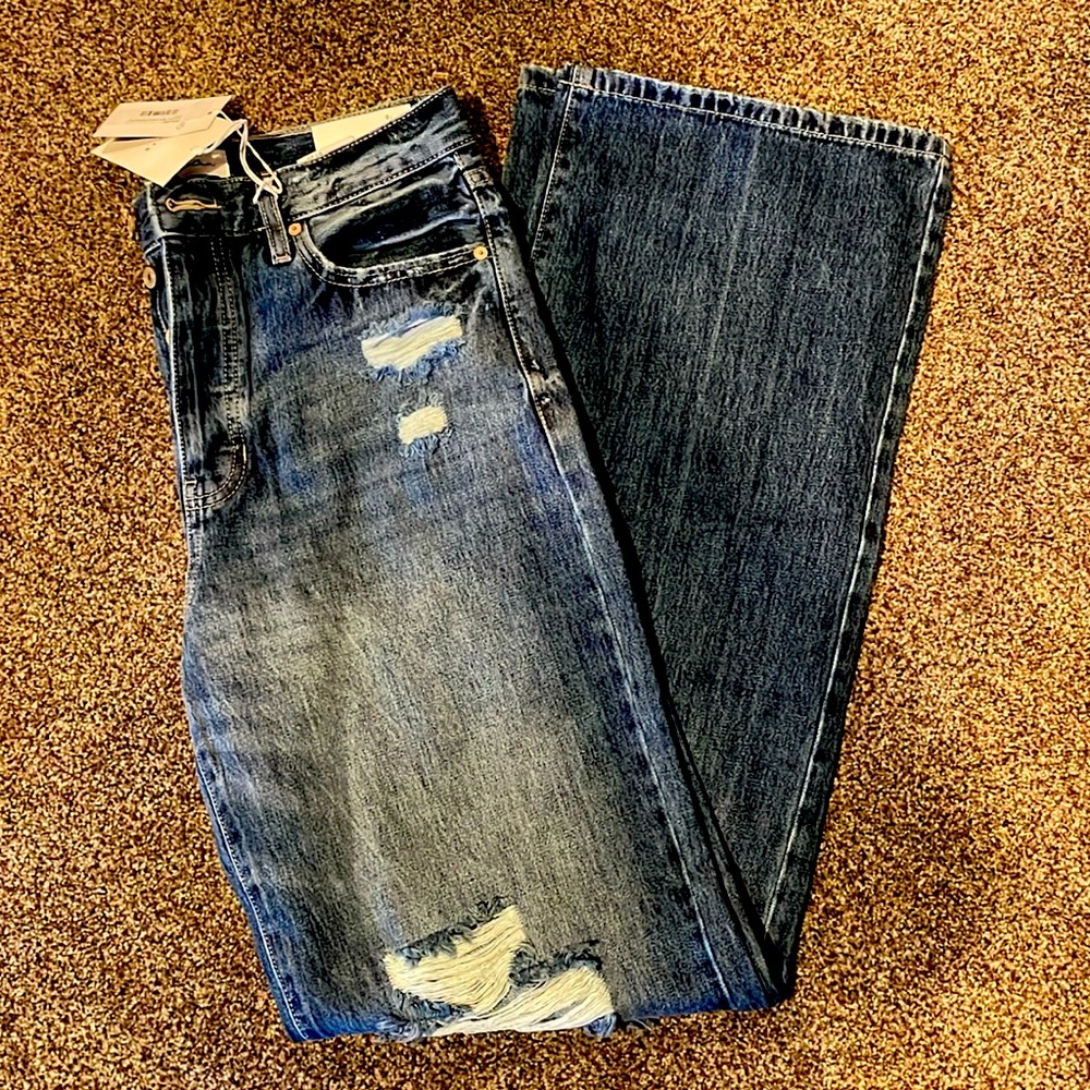 NWT Kancan 90s flare destructed jeans size 9/28